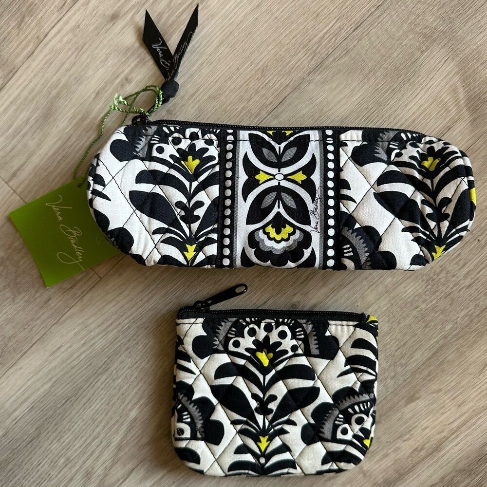 Vera Bradley Fanfare Pattern On A Roll Case & Small Square Coin Change Purse